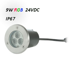 RGB 9W Waterproof LED Underground Light 24VDC